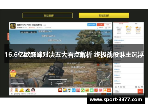 16.6亿欧巅峰对决五大看点解析 终极战役谁主沉浮
