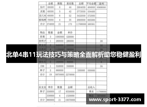 北单4串11玩法技巧与策略全面解析助您稳健盈利